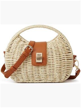 Natural Paper Straw Clutch Dumpling Bag Crossbody Handbag Purse